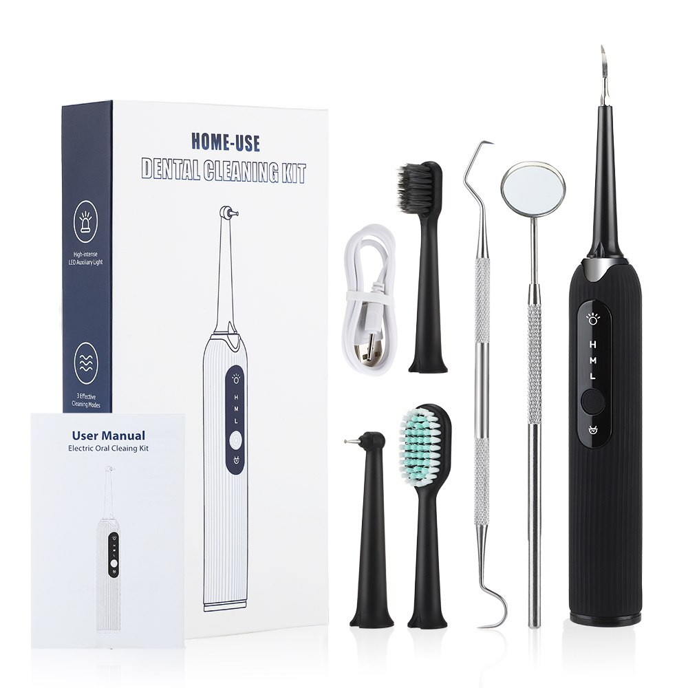 Portable Ultrasonic Tooth Cleaner Sonic Dental Scaler Oral Tartar Calculus Remover White Teeth Cleaning With Toothbrush Head: Default Title