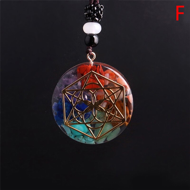 Orgone Energy Pendant Om Symbol Necklace 7 Chakra Healing Energy Necklace Meditation Jewelry Handmade: F