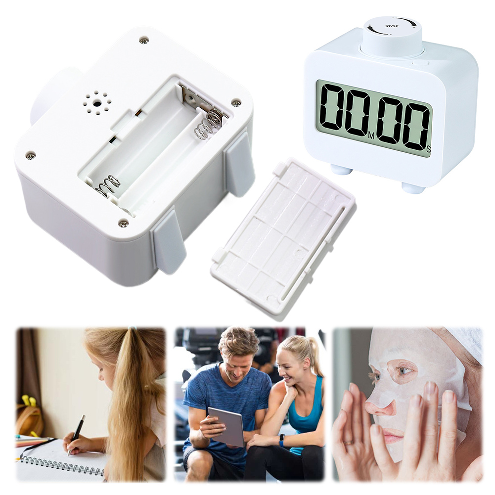 Cube Timer Countdown/Countup Rotating Timer Adjustable Volume Digital Alarm Clock Simple Operation for Cooking Working