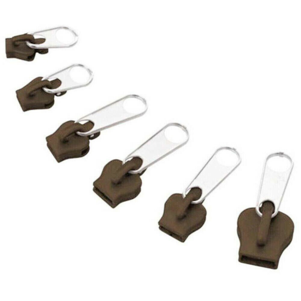 6 Stks/set Universal Instant Fix Rits Reparatie Kit Vervanging Zip Slider Tanden Rescue Ritsen Voor Naaien Kleding: Coffee