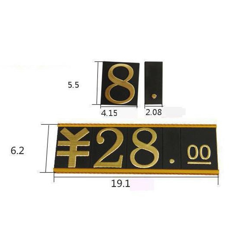 Aluminum Number Cube Label Frame Gold Price Cubes Display Jewelry Price Talker Price Tag Metal Enlarged Flat Price Data Strip