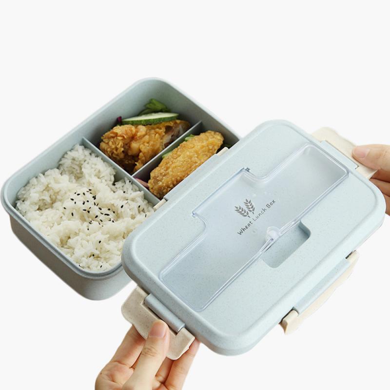 1000ml Lunch Box Bento Food Container Eco-Friendly Wheat Straw Material Microwavable Dinnerware Lunch BoxBringTableware