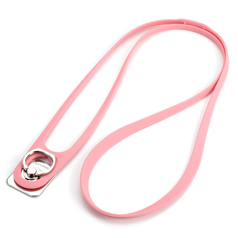 Newest Universal 360 Degree Finger Ring Lanyard 2 in 1 Mobile Holder Metal Stand and Ring Hang Rope For Smartphone phone: Pink