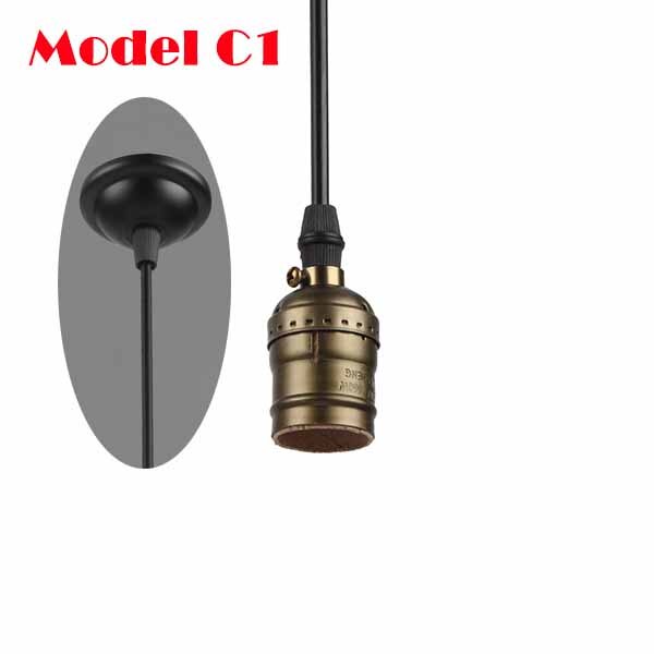 Met Schakelaar/Geen Schakelaar E27/E26 110 V-240 V Vintage Retro Aluminium Schroef Socket Hanger Lamp base Houder Hanglampen [DV5250]: Model C1