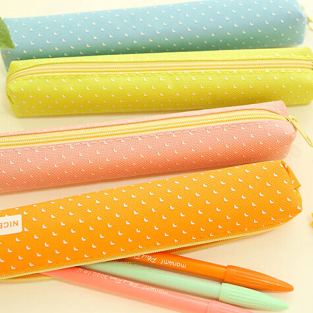 Etui Kawaii Dot Canvas Pen Bag Briefpapier Pouch Kantoor Schoolbenodigdheden