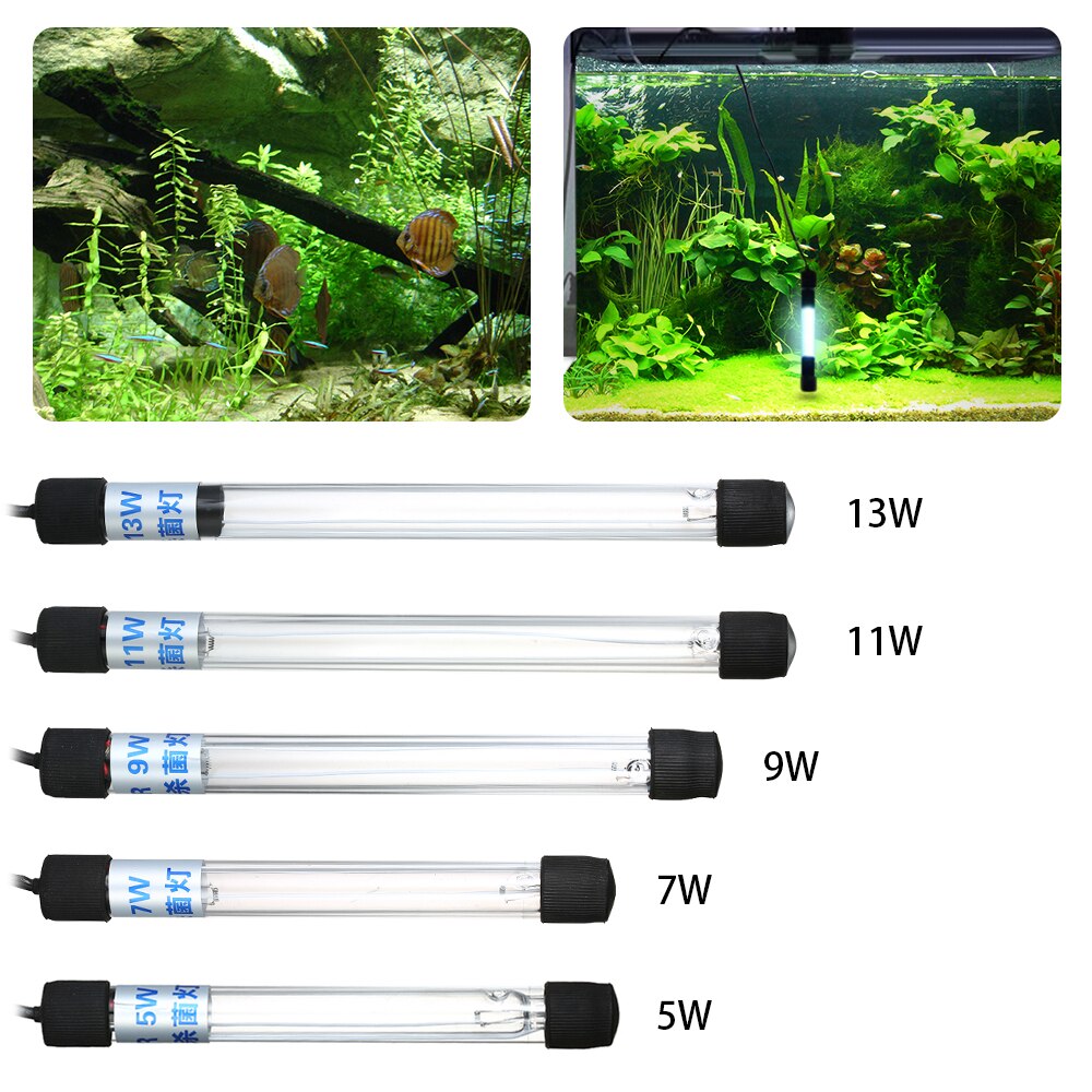 UV Light Lamp Submersible Ultraviolet Sterilizer Water Disinfection for Aquarium Fish Tank Pond Fish Tank Cleaning Tool
