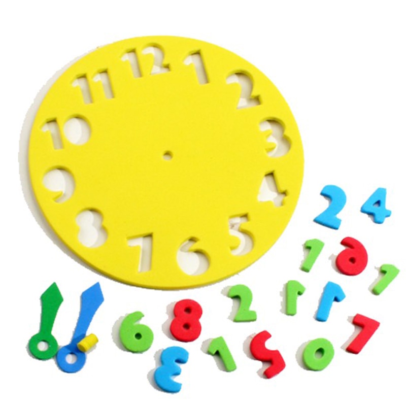 5pcs children EVA clock for learning time and hour/ Kids baby 18*18cm assemble timepiece for inserting educational toys