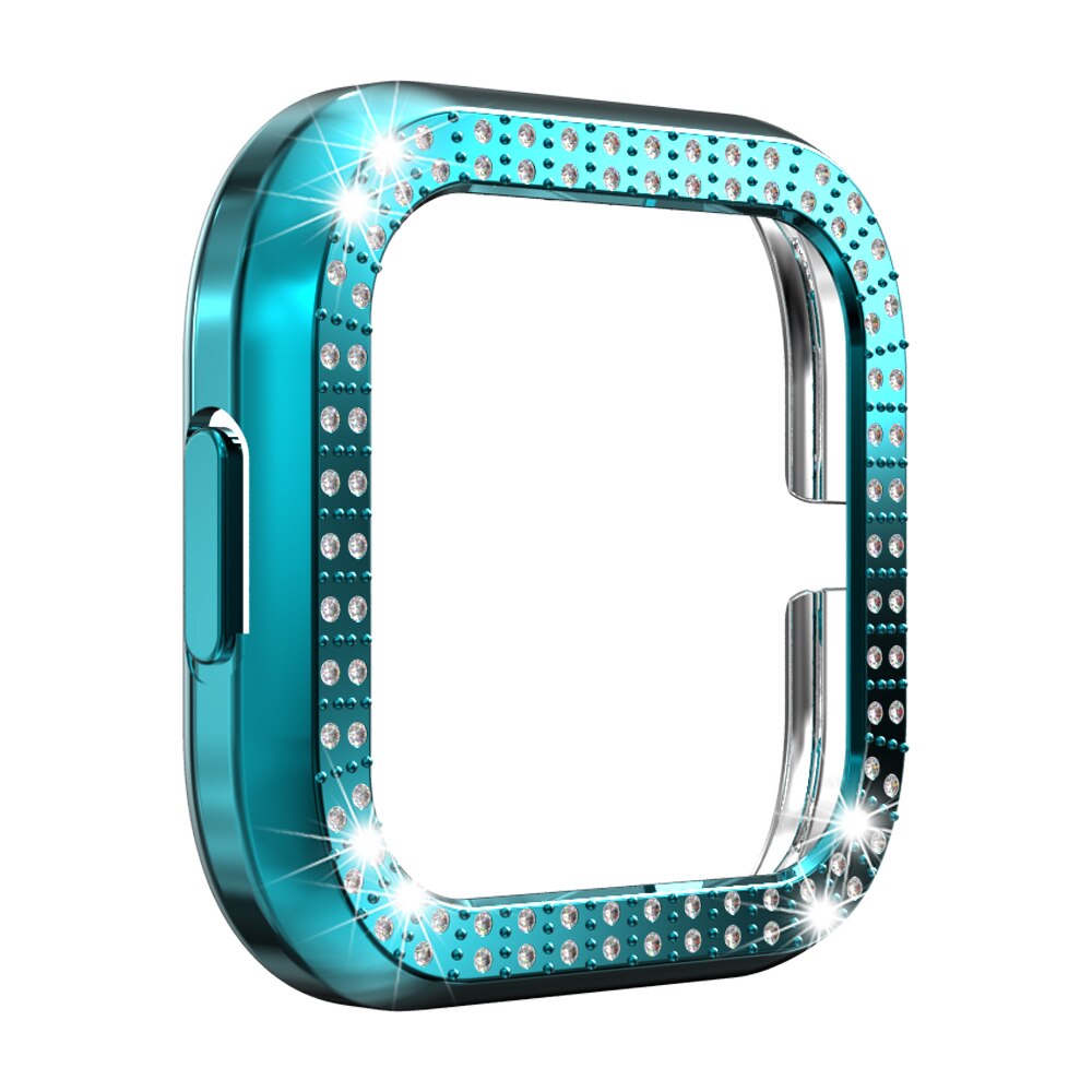 1Pc Diamond Watch Case Plating Pc Beschermende Shell Bumper Beschermende Casefor Fitbit Versa 2 Smart Horloge Accessoires: blue