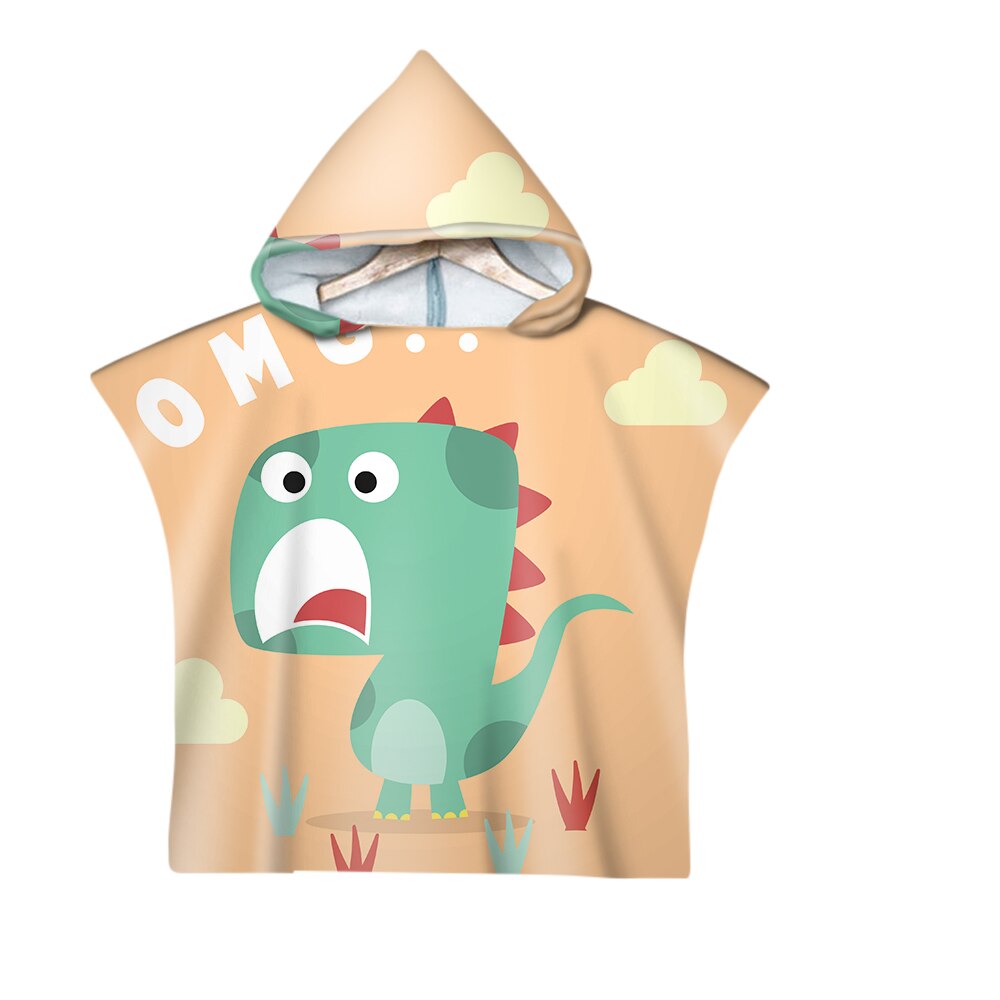 Leuke Dinosaurus Cartoon Kinderen Zwemmen Bad Hooded Mantel Strandlaken: 3