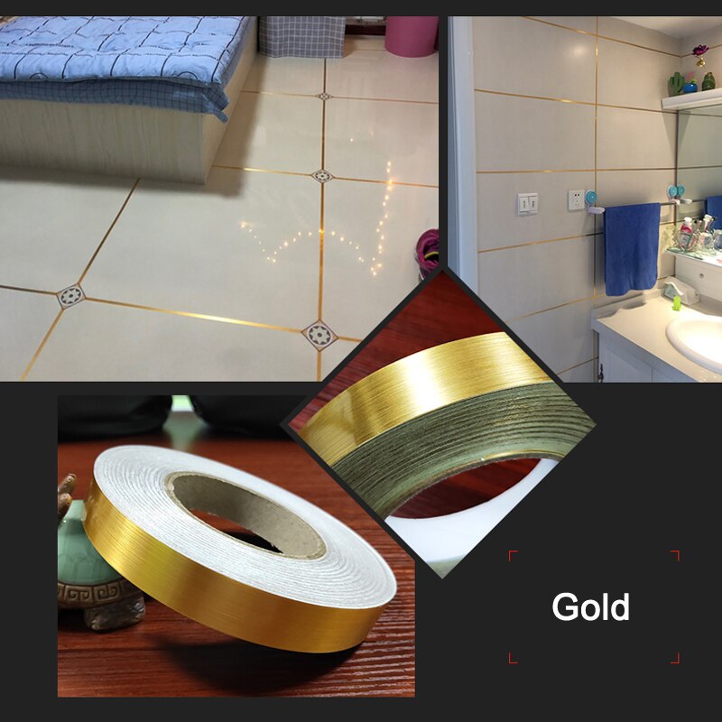 Waterproof Ceramic Tile Mildewproof Gap Tape Tile Gap Sealing Tape Foil Strip Silver Golden Rims DC120