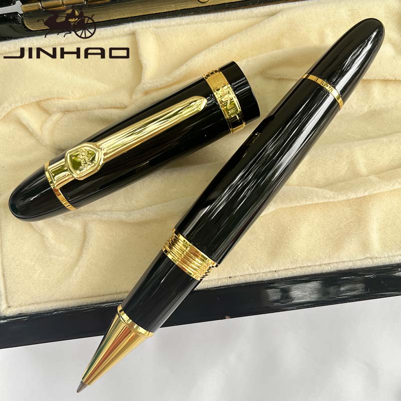 Jinhao 159 Rollerball Pen met grote cilinder en gouden clip Glad schrijven voor relatiegeschenk (zwarte inkt): zwarte kleur