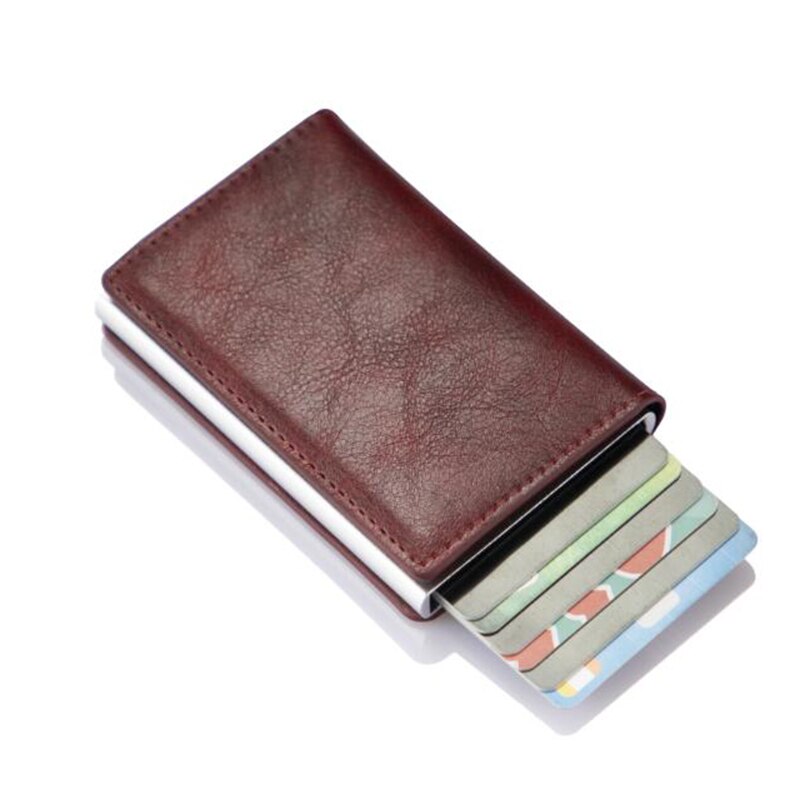 YAMBUTO Business Card Holder Small Wallet Mini Men's Bag Credit Case ID PU Leather Bank Cardholder Women Rfid Wallet Black