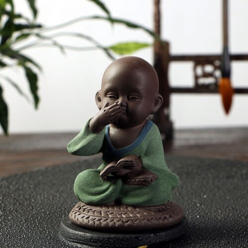 Auténtico Yixing té de arcilla púrpura mascota Kungfu juego de té accesorios hechos a mano encantador té monje mascota coche ornamento Zisha decoración artesanía: C