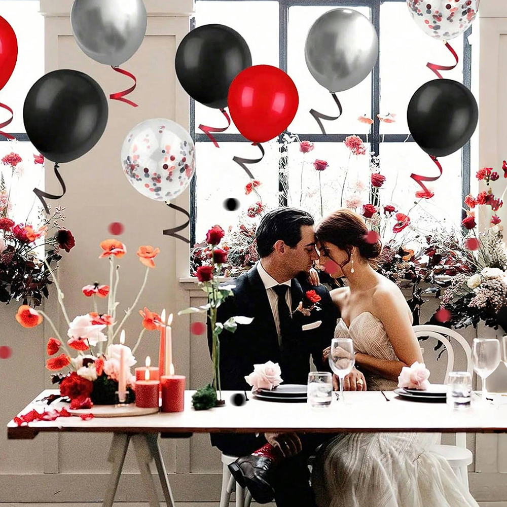 20/40 Uds. Globos de colores mezclados negros y rojos, globos de confeti de 12 pulgadas, juego de globos de decoración de boda y cumpleaños, aniversario D