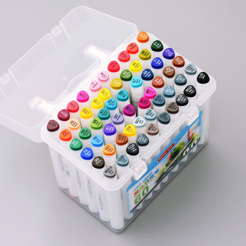 Double pinceau de dessin de couleur 12/24/36/48/60, pour étudiants, marqueur à l'huile, Graffiti pour enfants, marqueurs d'art pour affaires/étudiants/écriture: 752-48