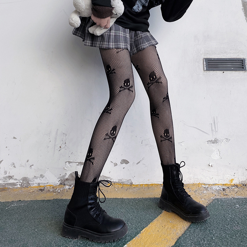 Nuevas medias bordadas de malla con lazo, pantimedias inferiores para mujer, medias sexis de nailon con lazo, medias caladas de estilo Punk a la