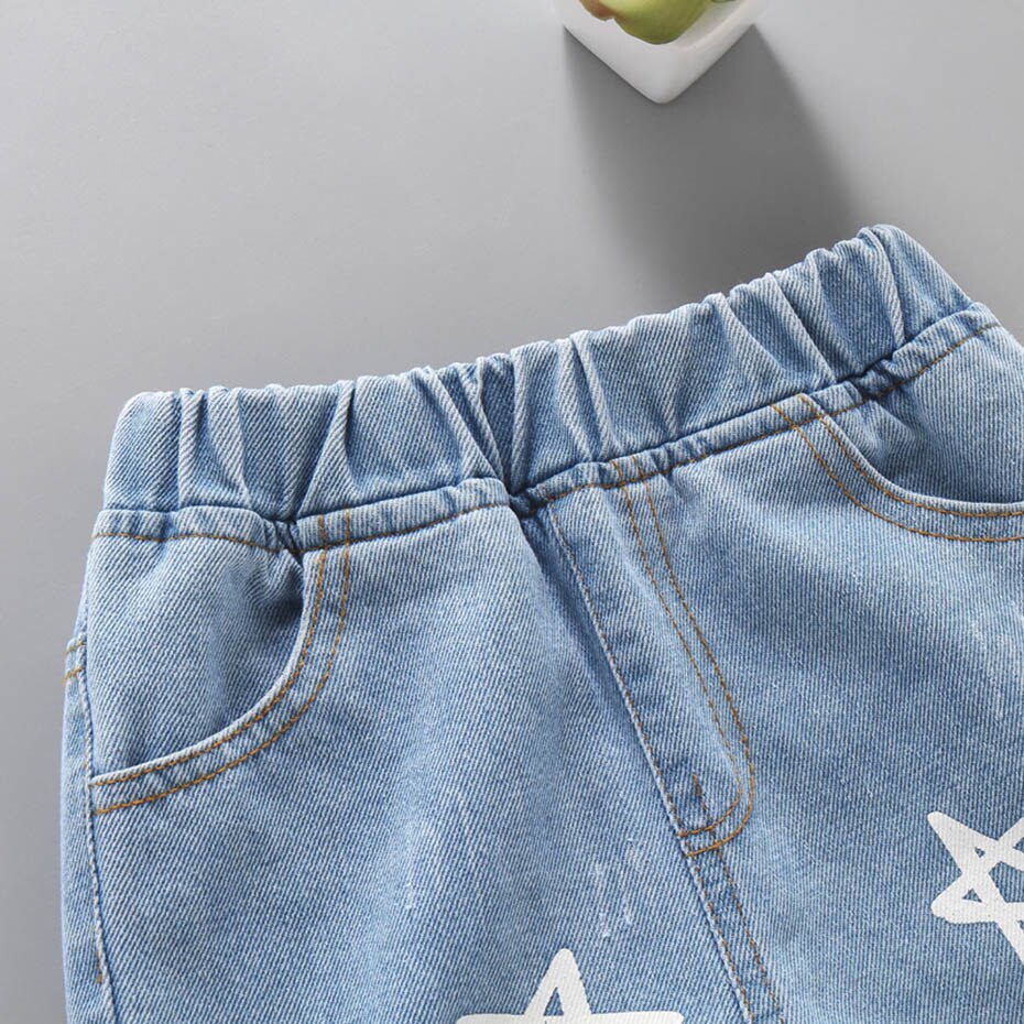 Baby pige jeans stjerne mønster piger jeans bukser forår efterår hul jeans børn afslappet stil tøj til piger