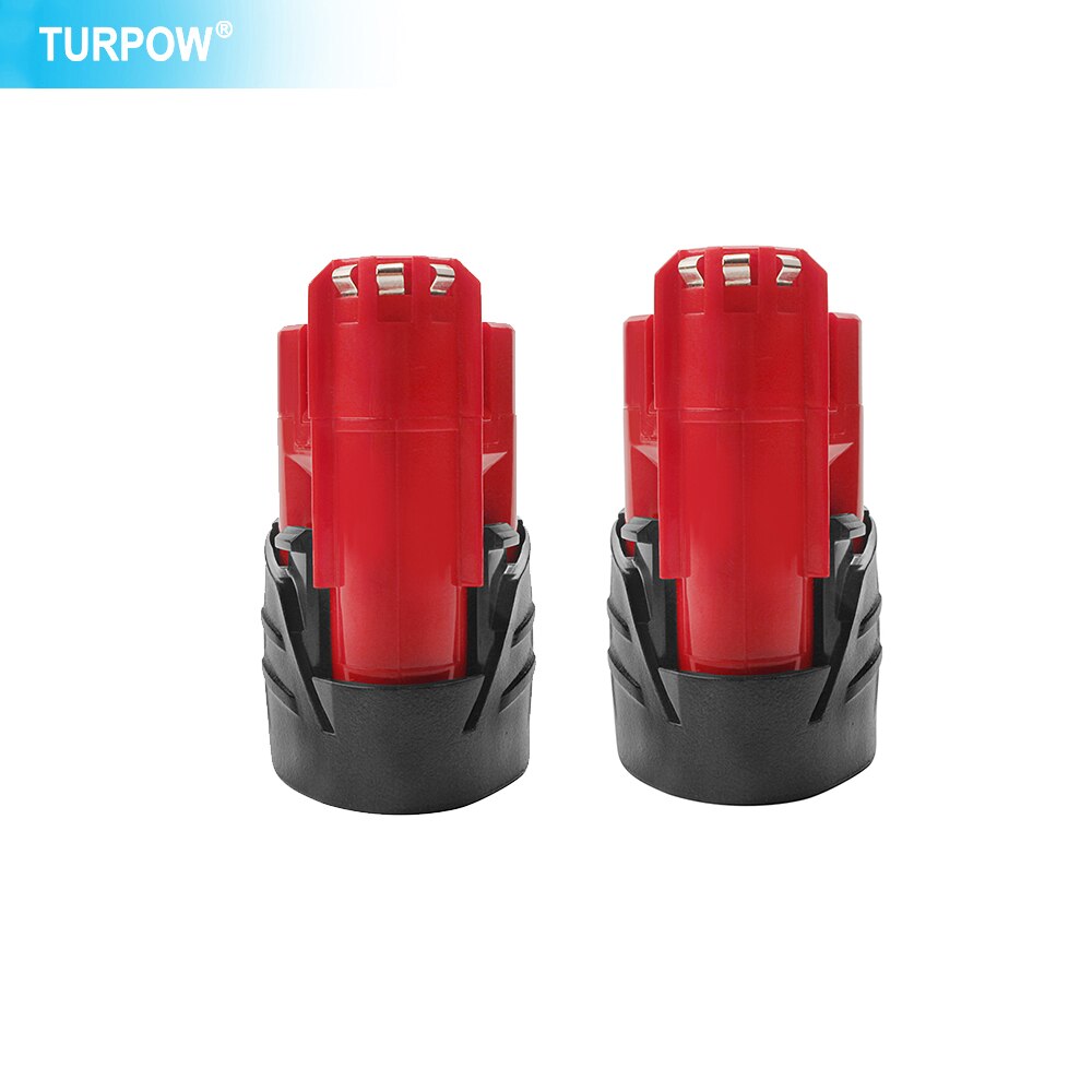 Turpow 12V 6000Mah Oplaadbare Batterij Voor Milwaukee M12 Xc Cordless Gereedschap 48-11-2402 48-11-2411 Batterijen 48-11-2401 MIL-12A-L: 2 Piece 3000mAh
