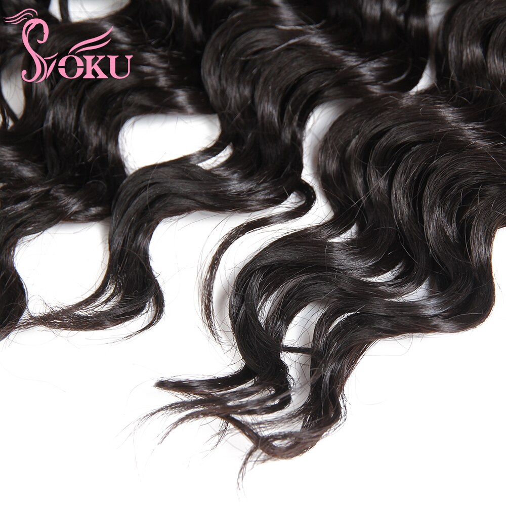 Deep wave hair weave 6 bundter/pakke naturlige sorte syntetiske hårextensions, der væver 16-20 tommer varmebestandigt fiberhårskud