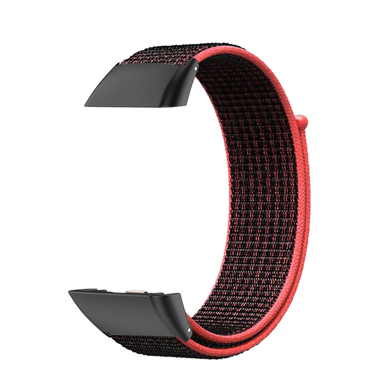Nylonrem til huawei band 6/6 pro huawei band 6 smartwatch-udskiftningsbælte correa åndbart sportsarmbånd honor band 6- rem: Hvid sort / 18mm