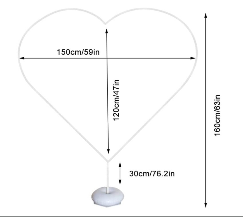 150Cm Hart Ballonnen Boog Ronde Cirkel Base Frame Hartvormige Liefde Ballon Stand Voor Wedding Baby Shower Verjaardagsfeestje decor