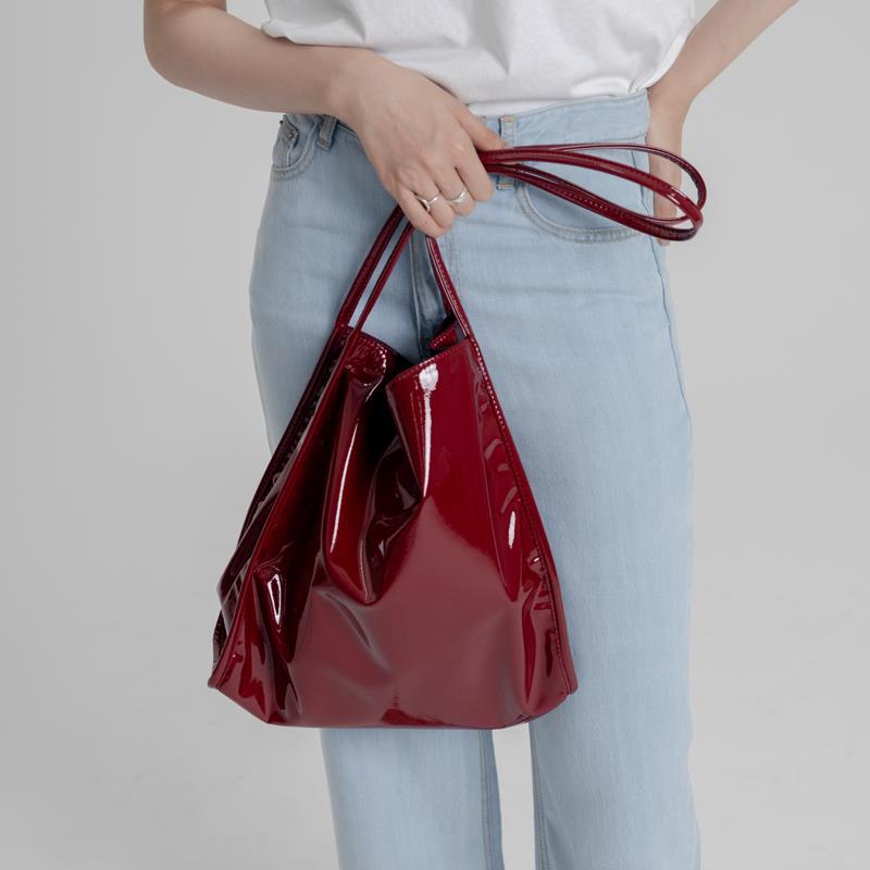 Vintage dames grote capaciteit dames boodschappentas lakleren dames schoudertassen casual effen kleur tote handtassen