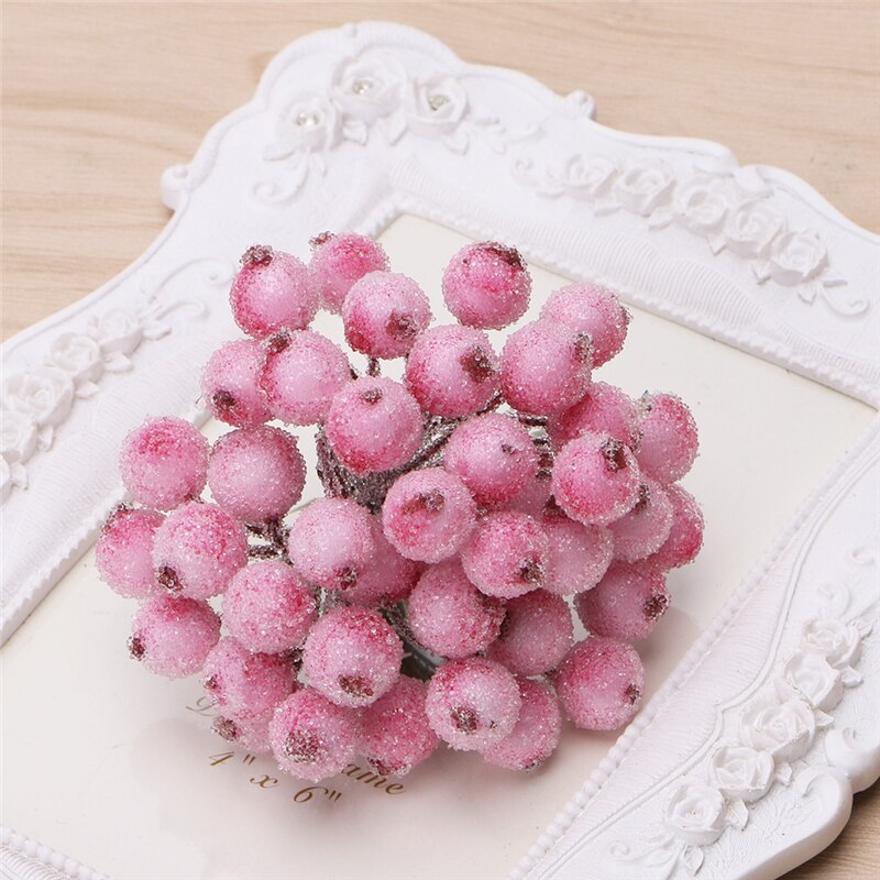 40 stk dekorativ mini jul frostet frugt bær kristtorn kunstig blomst: 3 t 00107- stk