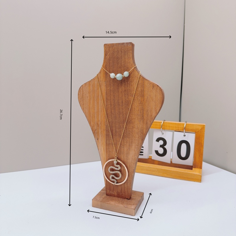 Maniquí de madera para collar, colgante, cadena, joyería, busto, soporte de exhibición para cuello, tipo jarrón, colgante para collar, escaparate: Gris