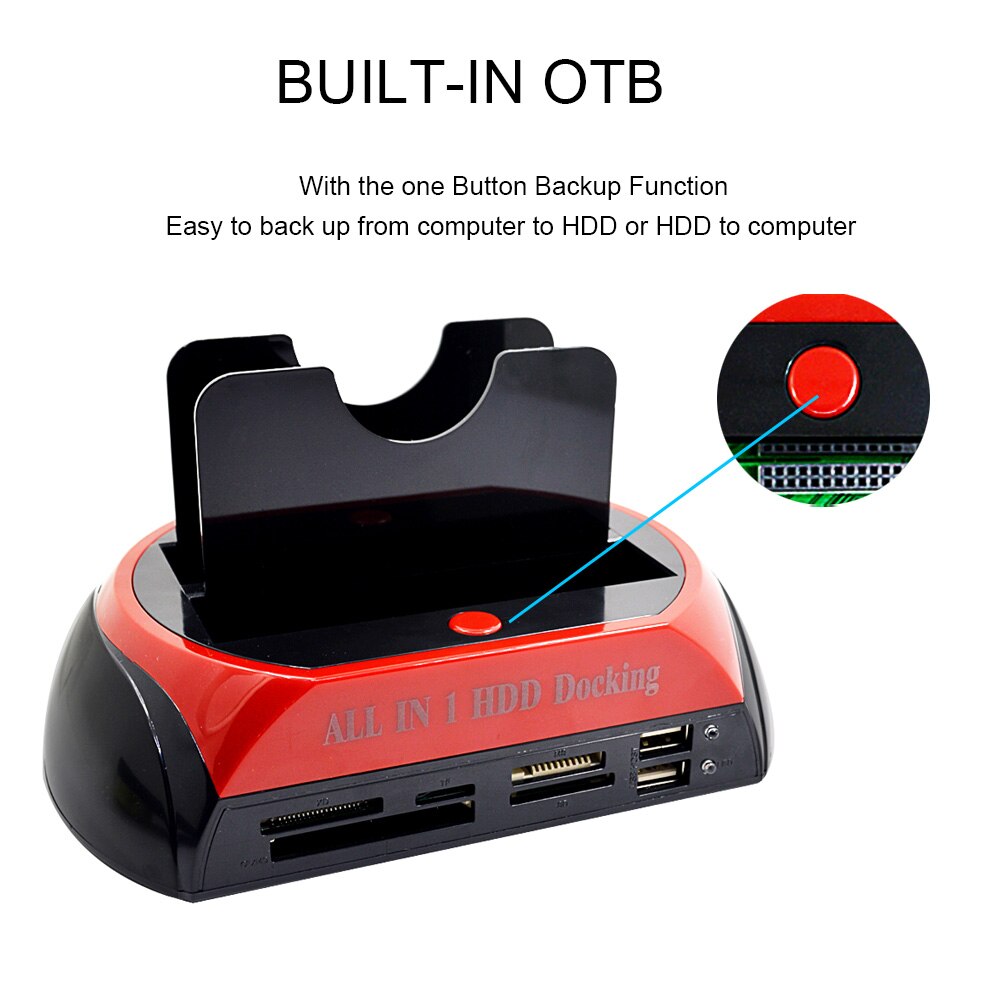 HDD Docking Station Dual Internal Hard Disk Drive Docking Station Base HDD Enclosure for 2.5 Inch 3.5 Inch IDE/SATA USB 2.0