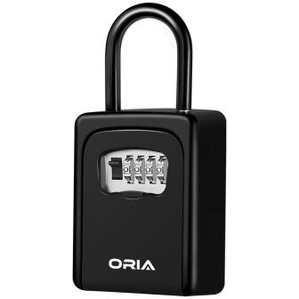 ORIA 4 Digit Key Lock Box Wall Mounted Key Storage Safe Box Waterproof with Removable Shackle for Indoors and Outdoors: Black