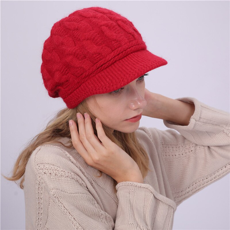 Chapeau en tricot pour femme, , ample, ample, en Crochet, décontracté, uni, doux, collection hiver: E