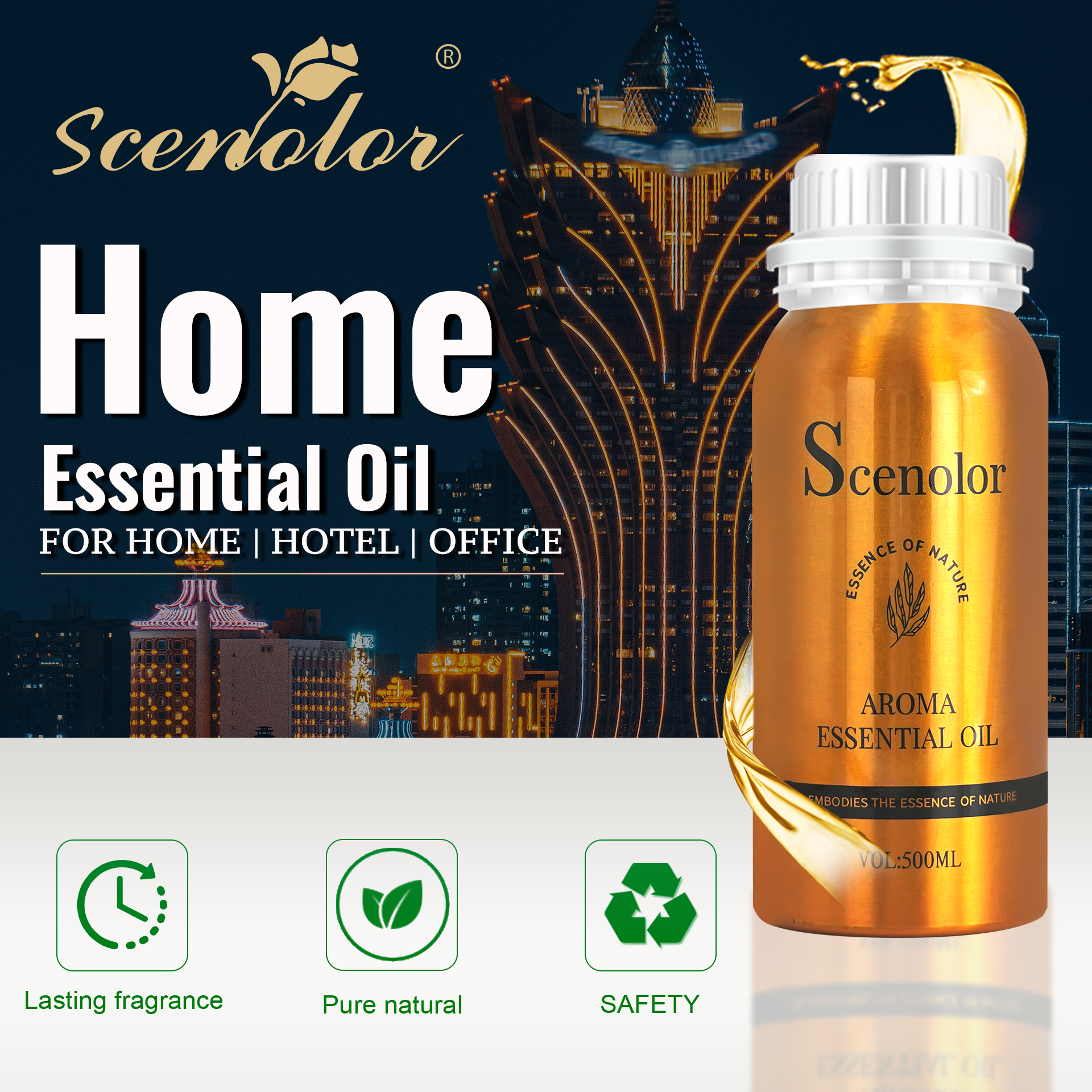 Difusor de fragrância para quarto de hotel, 500ml, para casa, ambientador, dispositivo de perfume, purificador de ar, umidificador, carro, óleo essencial