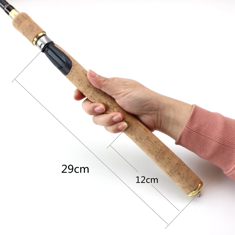 ! 1.8m 2.1m 2.4m 2.7m Spinning Fishing Rod M power Hard Telescopic Carbon Fiber Travel pole wooden handle