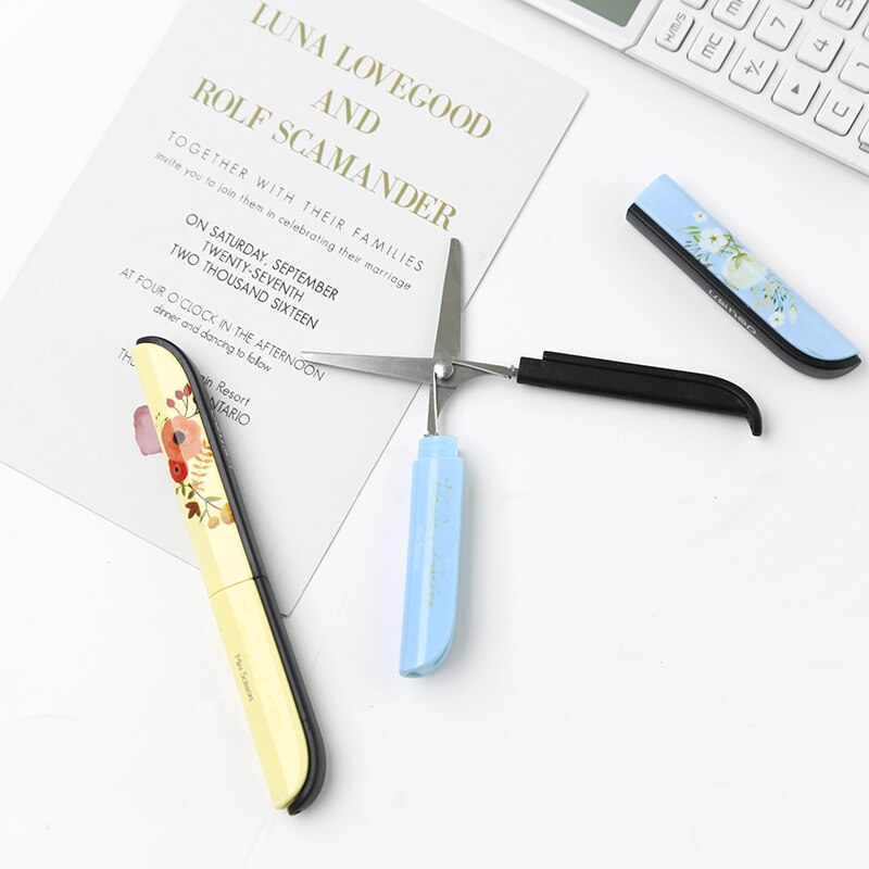 Student multiple colour foldable portable scissors office safe school home art preschool kids stationery blunt nib protection