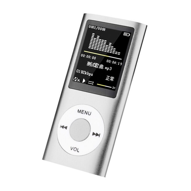 AILEHKUO-REPRODUCTOR DE Mp3 y Mp4 portátil, bonita Radio FM deportiva con pantalla LCD de 1,8 pulgadas, compatible con música, vídeo, reproductor multimedia Mp3 y Mp4 para IPod Style: silver