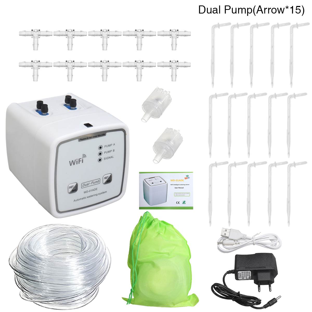 Automatic Drip Irrigation System Garden Self-Watering Kit Single/Double Pump Waterproof Smart Watering Device Timer