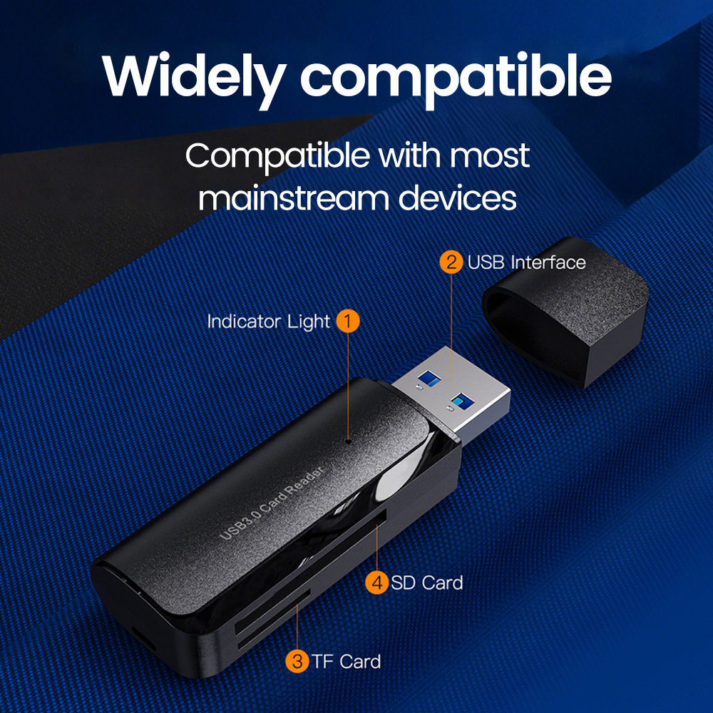 Lettore di schede USB 3.0 2 in 1 Lettore di schede di memoria da USB 3.0 a SD TF Adattatore per lettore di schede Flash Drive USB per PC Laptop Accessori