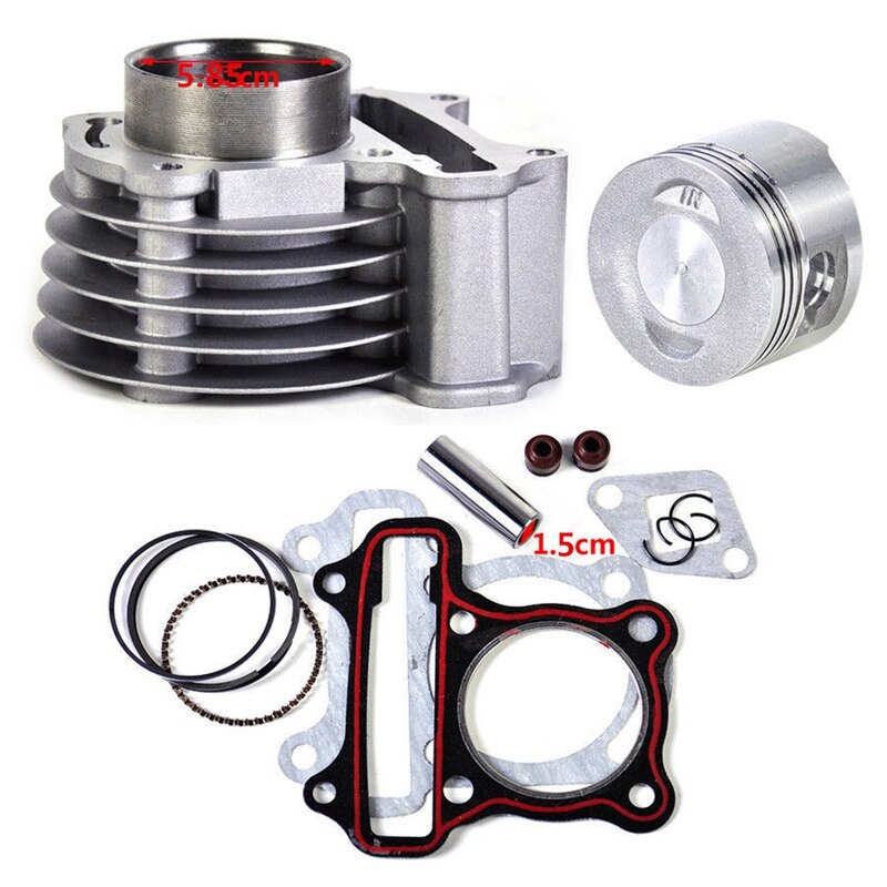 Juego de pistón para motocicleta GY6, gran cilindro de 58,5mm, 125CC, 152QMI, ATV