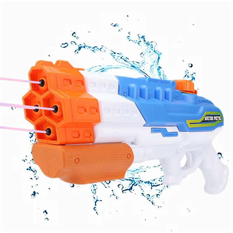 Water gun soaker with 4 nozzles, water blaster 30ft 1200cc squirt guns, water fight toy, summer toy for outdoor swimming, pool, beach