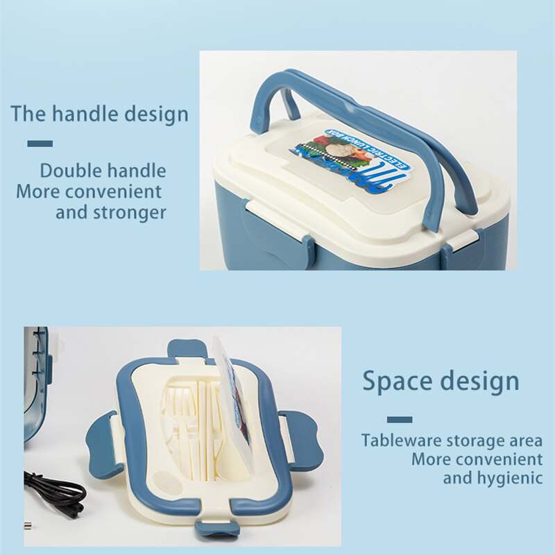 12/24/220V Electric Heating Lunch Box 1.5L Stainless Steel Inner Container Portable Food Warmer Lunchbox For Car Home Office