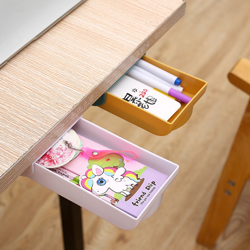 Adhesive Desktop Organizer Drawer Sundries Self-Stick Pencil Tray Under Desk Holder Pop-up Pen Storage Drawer Organizer