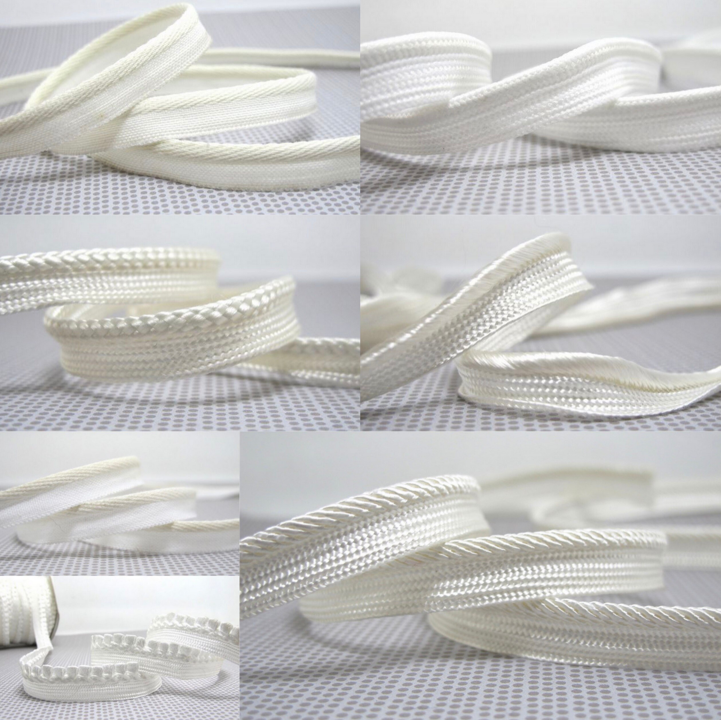 5 Yards 【WHITE】 Twisted Gevlochten Piping Lip Koord Trim | Kussen Kussen Trim | Bekleding Rand Trim Naaibenodigdheden