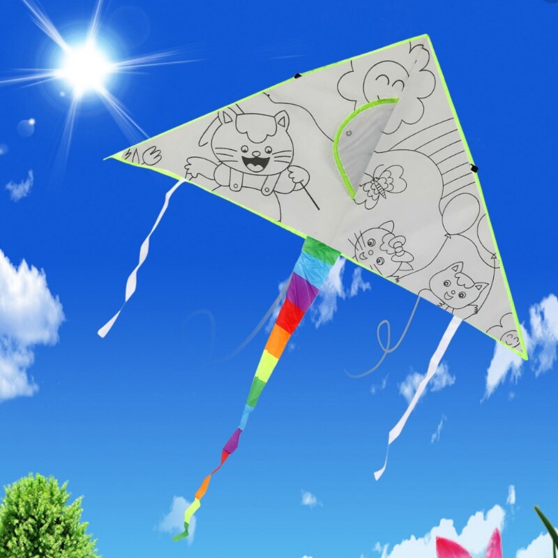 DIY Painting Kite With Pigment Kite For Kids Children Flying Outdoor Toy L9CD