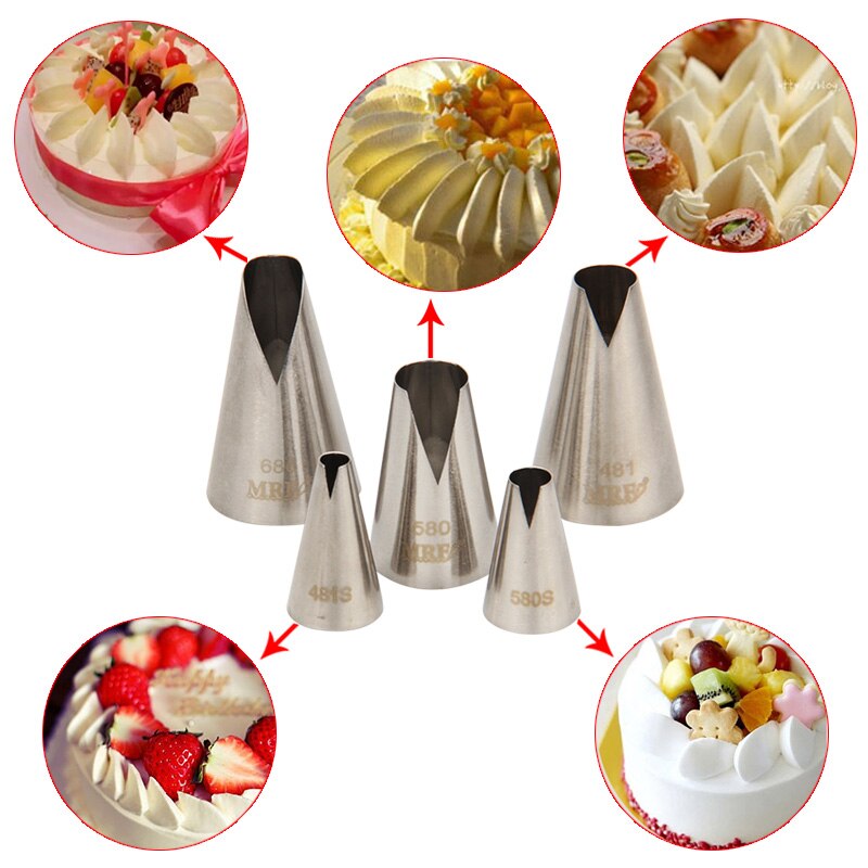 5 stks Rvs Cake Decorating Sanana Icing Nozzles set NS017