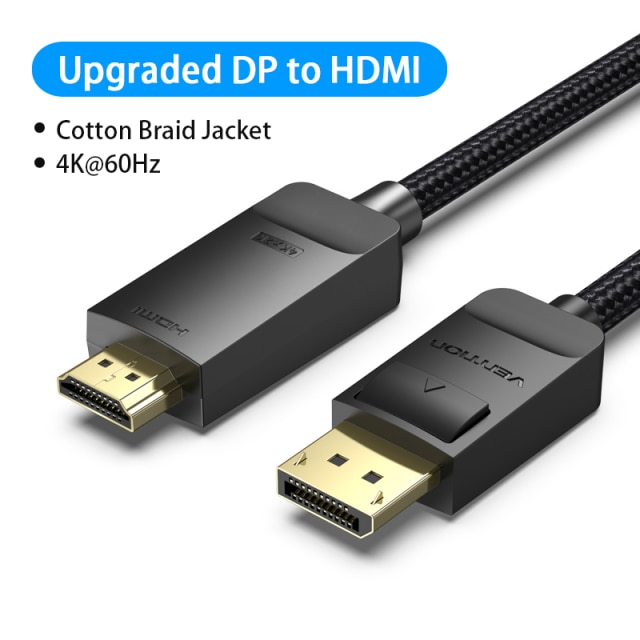Vention Display Port to HDMI 4K 60Hz DP to HDMI Cable for PC Laptop HDTV Monitor Projector Video Audio Cable DisplayPort to HDMI: WHITE / 5m