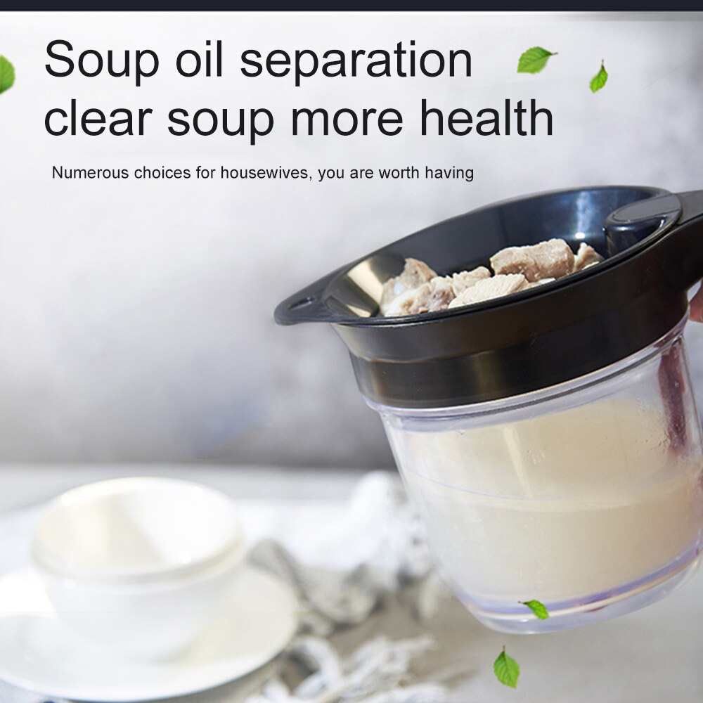 Filtro de residuos de aceite de la sopa multifuncional, dispensador de grasa removible, práctico, resistente al calor, con Mango antideslizante