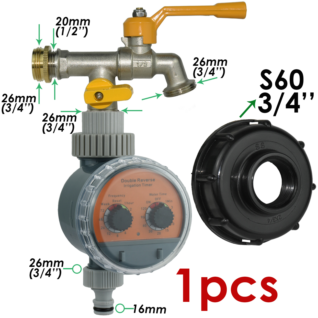 KESLA Automatic Garden Ball Valve Water Timer Watering Controller Drip Irrigation System IBC Tank Tap Faucet Bonsai Greenhouse: Silver