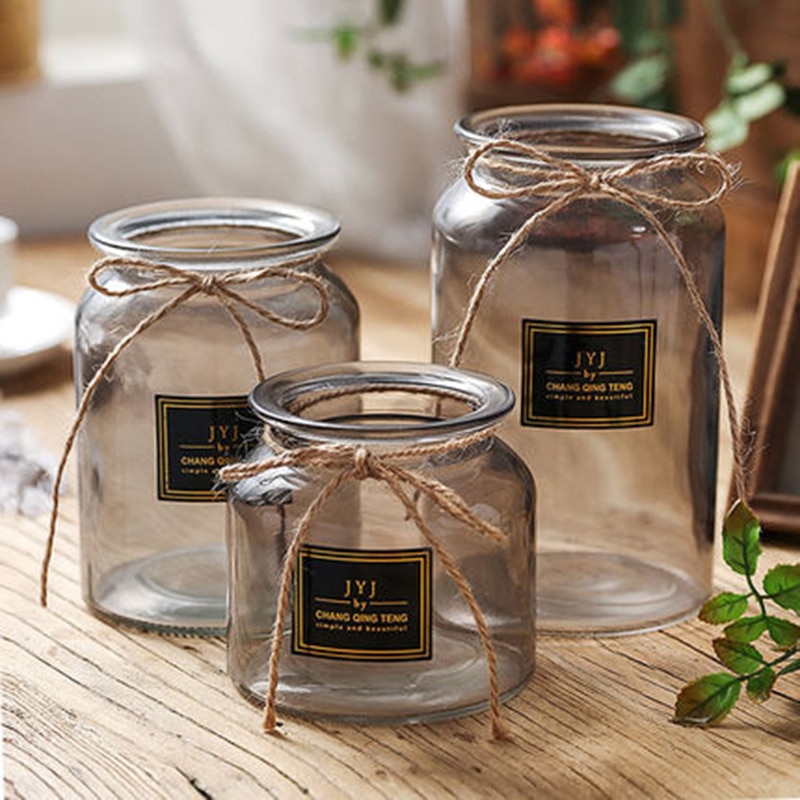 Vazen Glas Transparant Nordic Woondecoratie Nordic Eenvoudige Brede Vazen Droge Bloem Vaas Woonkamer Decoratie Bruiloft Decor