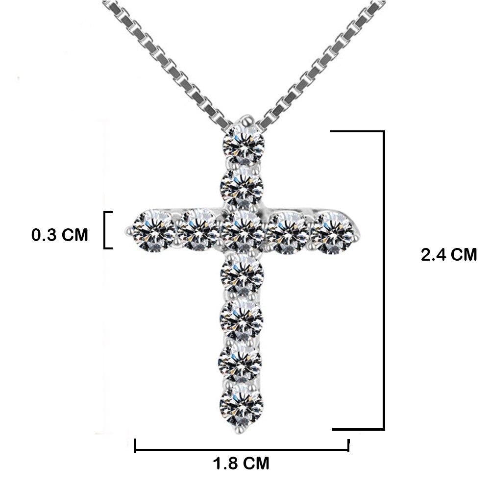 KNOCK 5A Zirconia Cross Pendant Necklace Bride Wedding Necklace For Women Classic Silver Color Zircon Stone Jewelry