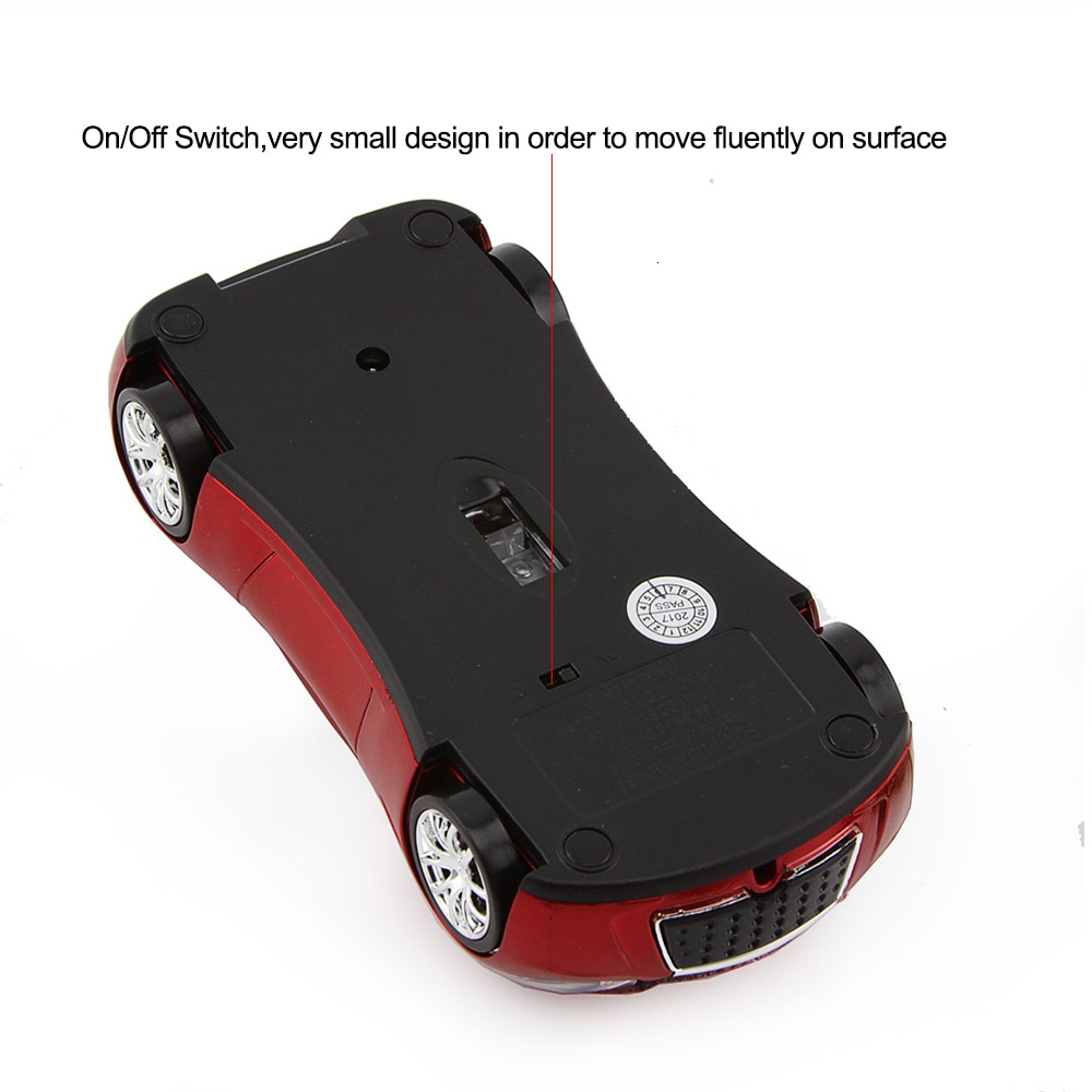 Chyi auto-vormige draadloze muis, usb optische computer mini-muis, 3d pc 1600 dpi muis met led-lampje voor kindernotebook en laptop